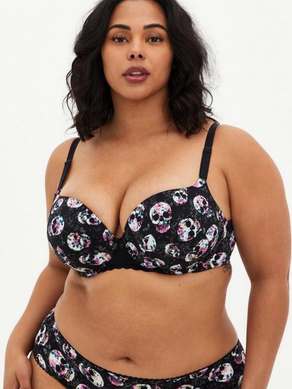 NWT Torrid Curve Floral Skull Print Push-Up T-Shirt Bra 42D 360 Back Smoothing